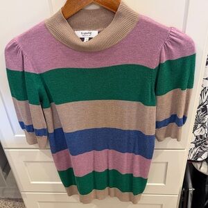 B.young Women's Striped Turtleneck Sweater - tan, pink, green